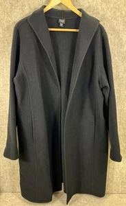 Eileen Fisher Womens Wool Cashmere Open Front Duster Coat Black Size XL Designer - Picture 1 of 7