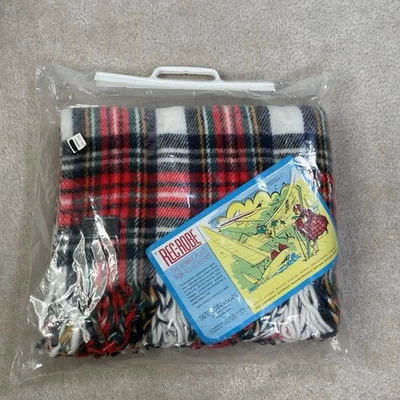New Vintage Rec-Robe Plaid Throw Blanket 50" x 60" USA Made Plastic Carrying Bag - Image 1 of 4