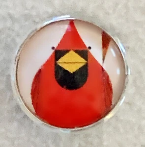 Charley Harper Cardinal Red Bird Songbird 1" Glass Sewing Button CP279 - Picture 1 of 2