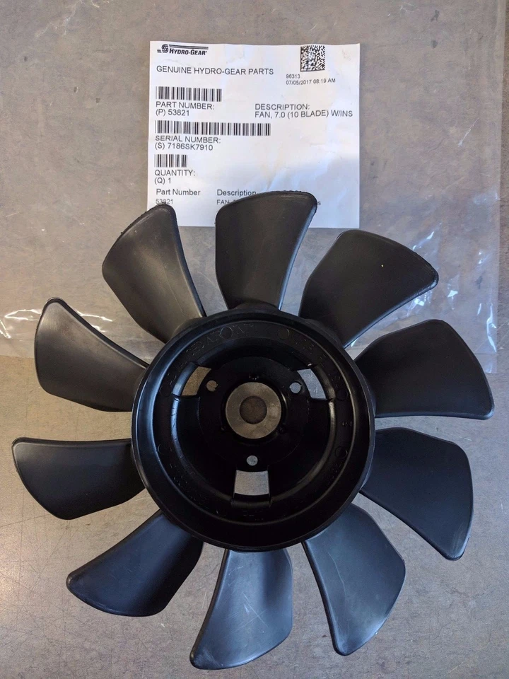 New OEM Genuine Hydro Gear transmission 7" inch fan (10 BLADE) W/ INSERT 53821