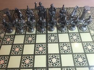 46cm Folding Chess backgammon Decorative Board Roman Bronze brass finish leather
