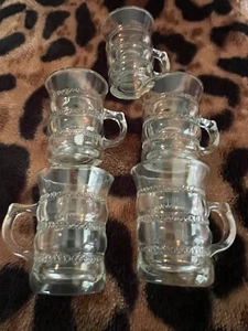 Vintage Glass Mini Beer Mug Shot Limoncello Expresso 5 Cups D Signed 3.5” MCM - Picture 1 of 12
