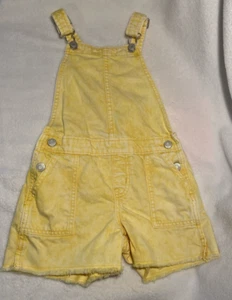 GAP KIDS Girls Bib Shorts Overalls Denim Yellow Never Worn Small 6 Youth - Picture 1 of 8