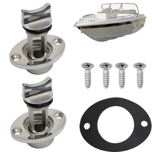 2X Marine Drain Plug Stainless Boat Drain Plug Kit Oval w/ Waterproof Seal Ring - Bild 1 von 9