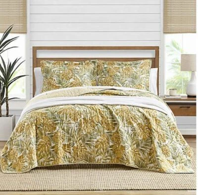 New Tommy Bahama Tropical Palm Newland Forest Full/Queen Quilt 3pc Set Cotton  - Image 1 of 4