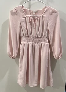 GB Gianni Bini Girls Dress Light Pink Long Sleeve Smock Waist Size S (7/8) EUC - Picture 1 of 6