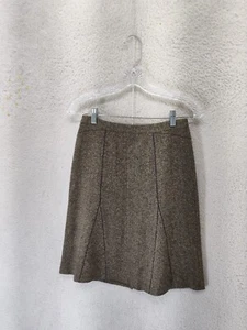 Ann Taylor Women Skirt 0Petites Brown Wool Blend Tweed A Line Regular Fit Mini - Picture 1 of 19