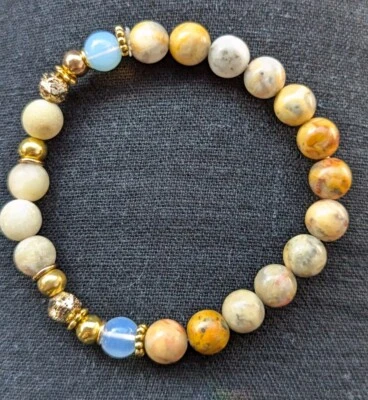 Mujer Elegante Pulsera 'Golden Hour' 8mm Mixta Cuentas Elástica (17cm) S/M Muñeca Foto 1 de 4