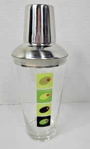 Vintage? MCM Kitsch Vetro Grafica Oliva Cocktail Martini Mixer/Agitatore - Foto 1 di 8