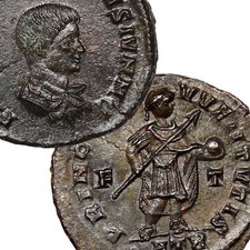 Constantine II w/Spear, Globe, Military Attire, Son of 'the Great' AU Roman Coin