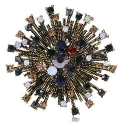 Snowflake Crystal Flower Brooch Luxury Suit Coat Accessory Lapel Pin for Women - Image 1 of 4