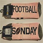 1 Pair Women Socks By SockArt Football Sunday Size 5-11 Pink And Gray Crew Socks