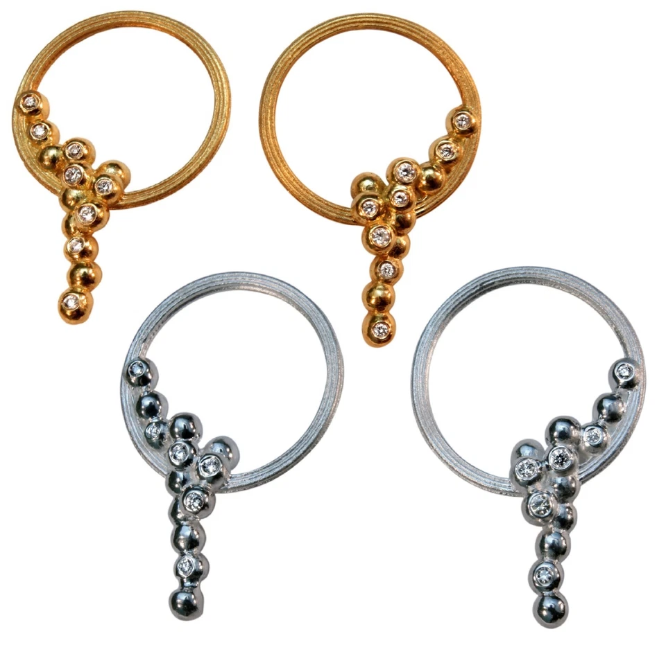 NEW. Karma Sideways Hoop Earrings-Sterling Silver diamonds: The Butterfly Effect - Image 1 of 4