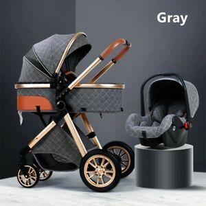 2020Luxury Baby Stroller 3 in 1 with Car Seat Portable Reversible High Landscape