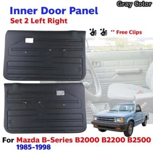 Door Panel Interior Gray Fits Mazda B2000 B2200 B2500 Pickup 1985-98 +Clips Pair - Picture 1 of 9