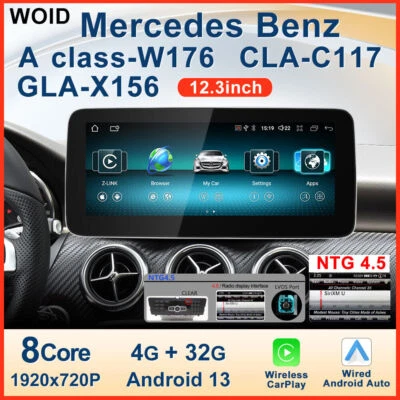 12.3" Car Touch Screen Carplay Radio GPS Navi For Benz A-Class W176 X156 NGT4.5 - Image 1 of 4