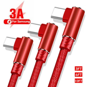 10Pcs 90 Right Angle USB Type C Fast Charging Cable For Samsung S24 S23 S22 S21 - Picture 1 of 16