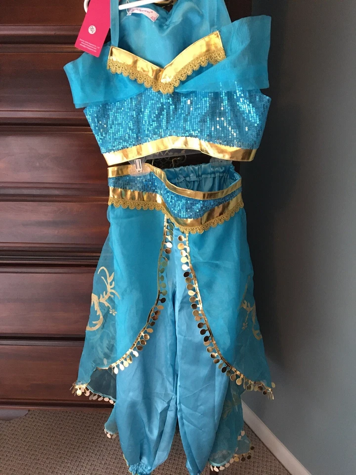 Arabian Princess COSTUME Age 9, 10 Or 11 Blue & Gold NWT 2 Piece Girls Dress Up - Image 1 of 4