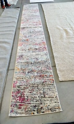 BLUE / ORANGE 2'-2" X 16' Back Stain Rug, Reduced Price 1172724743 MAD454B-216 - Image 1 of 4