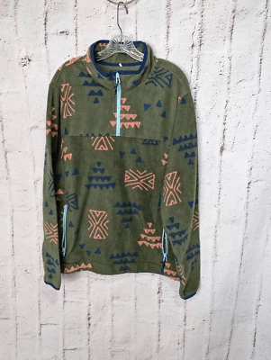 Chubbies Sweater Womens XL Green Cabin Retro Aztec Fleece 1/4 Zip Western Hiking - Image 1 of 4