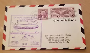 USA Airmail USS AKRON Tactical Training Flight Cachet 1932 Cover Lakehurst Stamp - Picture 1 of 2