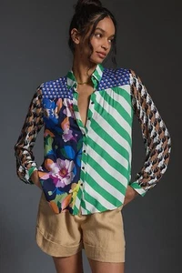 Maeve Anthropologie The Paz Mixed Print Top Blouse Size Small - Picture 1 of 7