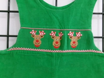 ANAVINI 🔥 TALLA 4T==VERDE / RENO BATEADO A MANO / MAMELUCO DE PANA PINWALE Foto 1 de 4