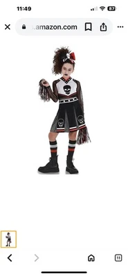 Fear Squad Cheerleader Costume Childs Medium 8-10. Dress Up Goth Zombie Skull. - Image 1 of 3