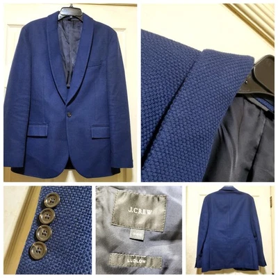 J.Crew Blazer Mens 38S Blue Ludlow Cotton Shawl Lapel Sport Coat Textured C4698 - Image 1 of 4