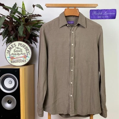 Ralph Lauren Purple Label (15.5”) Linen & Silk Button Long Sleeve Casual Shirt - Image 1 of 4