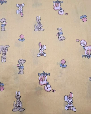 Tela de algodón amarillo Samuel Butcher Precious Moments 1985 vintage por yarda Foto 1 de 3