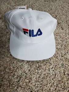 Vintage 90s FILA Snapback White T Logo Embroidered Hat Cap NOS NWT - Picture 1 of 9
