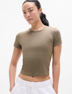 Camiseta Athleta Signature Rib Crop - Pequeña - Arcilla - Nueva sin etiquetas - Imagen 1 de 4