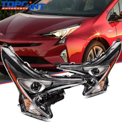 Pair Headlights Assembly For Toyota Prius 1.8L 2016 2017 2018 Black Housing - Image 1 of 4