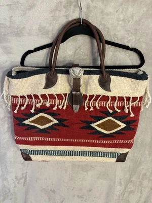Bolso McFadin Sisters Two Bar West Manta Suroeste Bolso Navajo Azteca Texas Foto 1 de 4