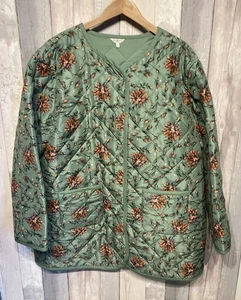 Cath Kidston Quilted Green Floral Jacket Coat New without Tags XL XXL / 25 P2P - Picture 1 of 10