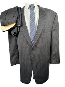 RALPH LAUREN Mens Charcoal Gray BIG & TALL Stripe 2pc Suit 54R Jacket 46x27 Pant - Picture 1 of 14