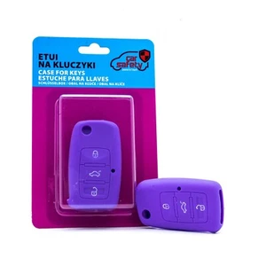 Auto Schlüssel Hülle Silikon Cover Case Etui Violett für VW SEAT SKODA - Bild 1 von 6