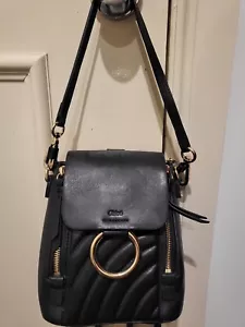 Authentic Chloé Black Leather Backpack 18cm X 16cm X 10cm. Used no Receipt - Picture 1 of 12