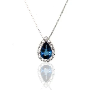 Collana Goccia in Oro Bianco con Zaffiro e Diamanti Davite & Delucchi - CLN01... - Foto 1 di 1
