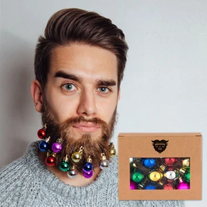 Beards n Bobs Beard Christmas Baubles & Mini Grips Present Fancy Dress (12 Pack) - Picture 1 of 4