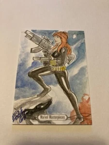 2016 Marvel Masterpieces Sketch Card Black Widow - Elfie Lebouleose - Picture 1 of 3