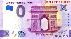 UEBE / ARC DE TRIOMPHE - PARIS / BILLET 0 € / NULL EURO-SCHEIN / 0 € 2023-2 - Picture 1 of 1