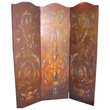 Antique Italian Hand Painted Oil on Canvas Room Screen Circa 1915