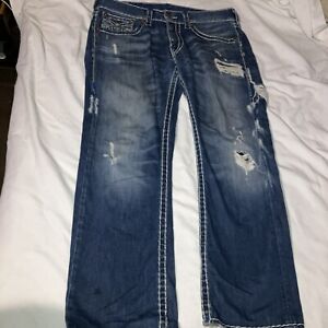 True Religion Brand Men's Denim Jeans Ricky Super T World Tour Dark Wash 38x30