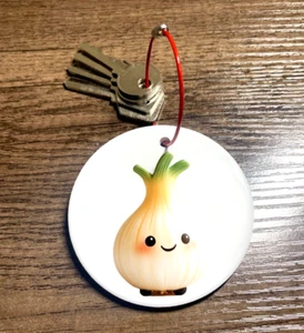 CUTE Kawaii HAPPY ONION Ornament  glossy Ceramic  keychain 22 - Picture 1 of 4