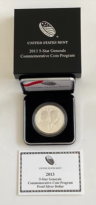 2013 5-Star Generals US Mint Commerative Proof Silver Dollar - Free Shipping - Image 1 of 3