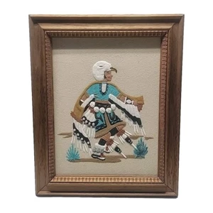 Lena Toledo, authentische indianische Navajo Sandkunst Adlertänzerin 16x20 signiert - Bild 1 von 2