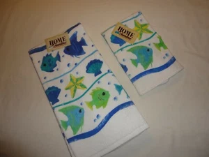 Hand Towel & Washcloth 100% Cotton Discontinued Under the Sea Print - Picture 1 of 3