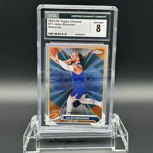 Jalen Brunson #11 2023-24 Topps Chrome Refractor (NM/Mint 8 CGC) Knicks All-Star - Picture 1 of 3